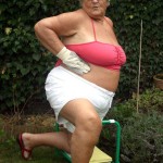 Granny loves getting naked in her garden