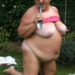 Granny loves getting naked in her garden
