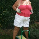 Granny loves getting naked in her garden